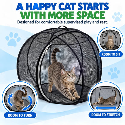 ⏳ Last Day 49% OFF – 🐱 Pop Up Cat Playpen | 32-Inch Breathable Mesh Enclosure for Indoor & Outdoor Use 🌿
