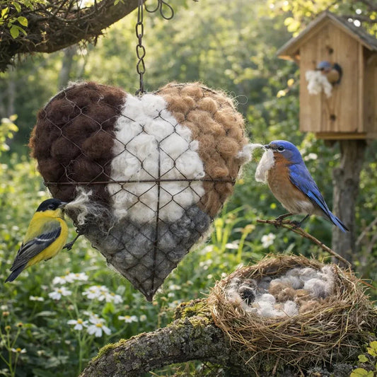 🐦🏡Handmade Natural Alpaca Fiber Bird Nesting Heart