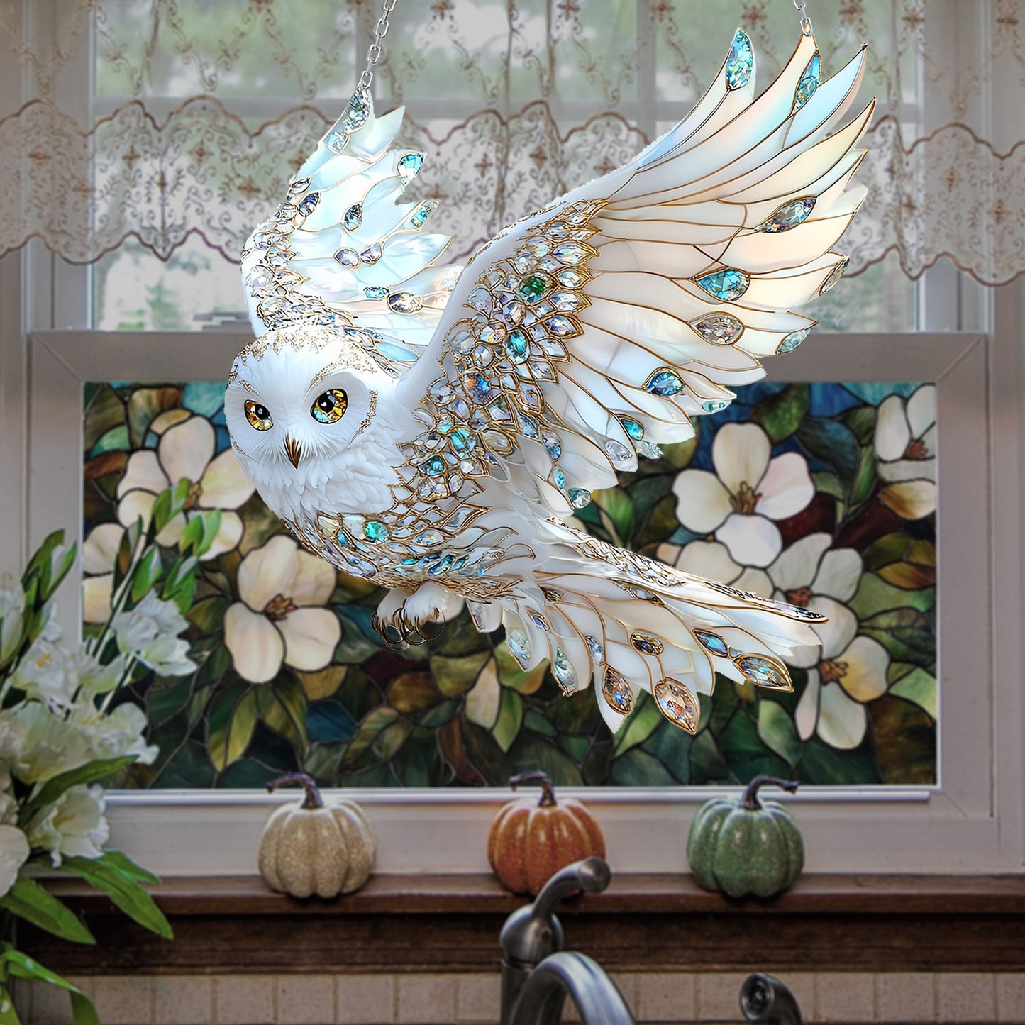 💎White Diamond Owl Window Hanging Suncatchers