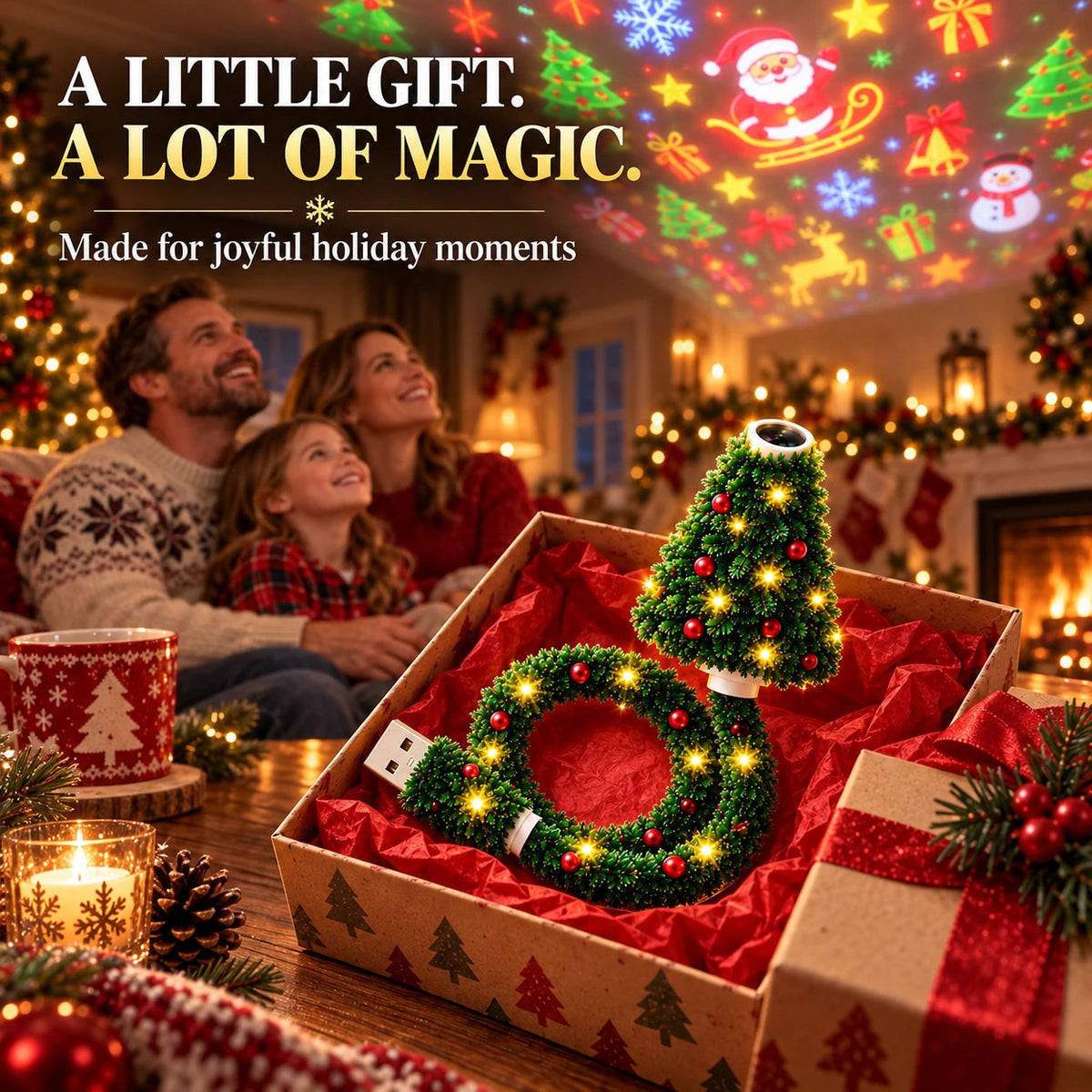 🎄LAST DAY 60% OFF - 🎅USB Christmas Projection Lamp with 6 Festive Scenes
