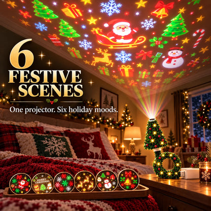 🎄LAST DAY 60% OFF - 🎅USB Christmas Projection Lamp with 6 Festive Scenes