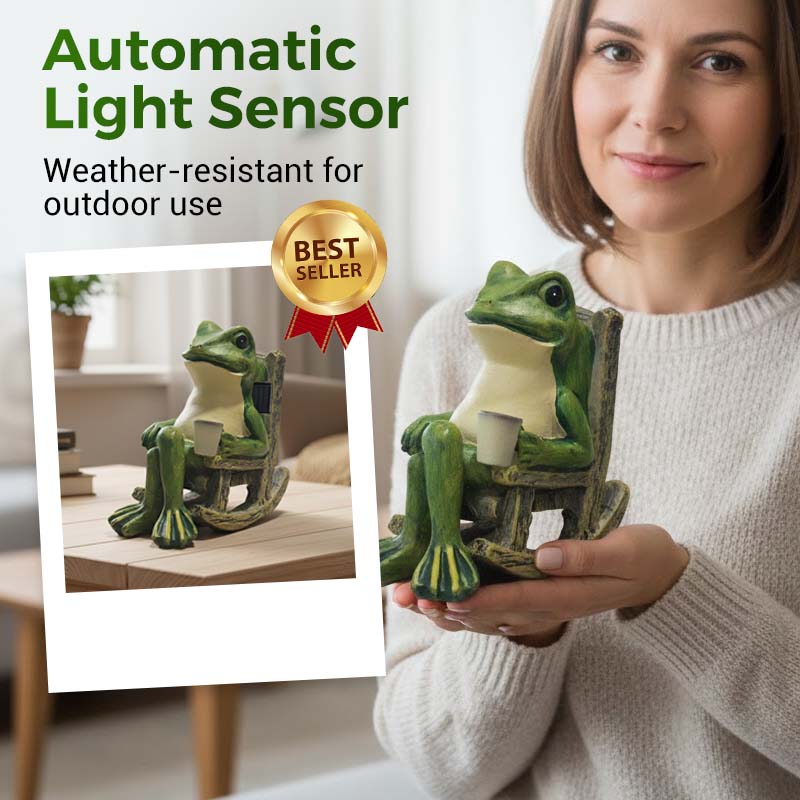 🐸Solar Frog Rocking Chair Ornament💡